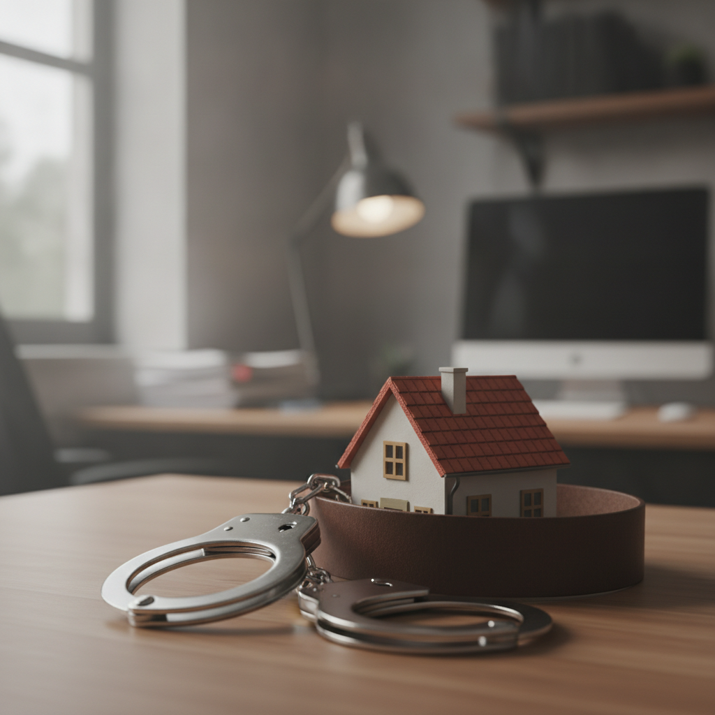 bail bonds picture of handcuffs and a miniture house as collateral